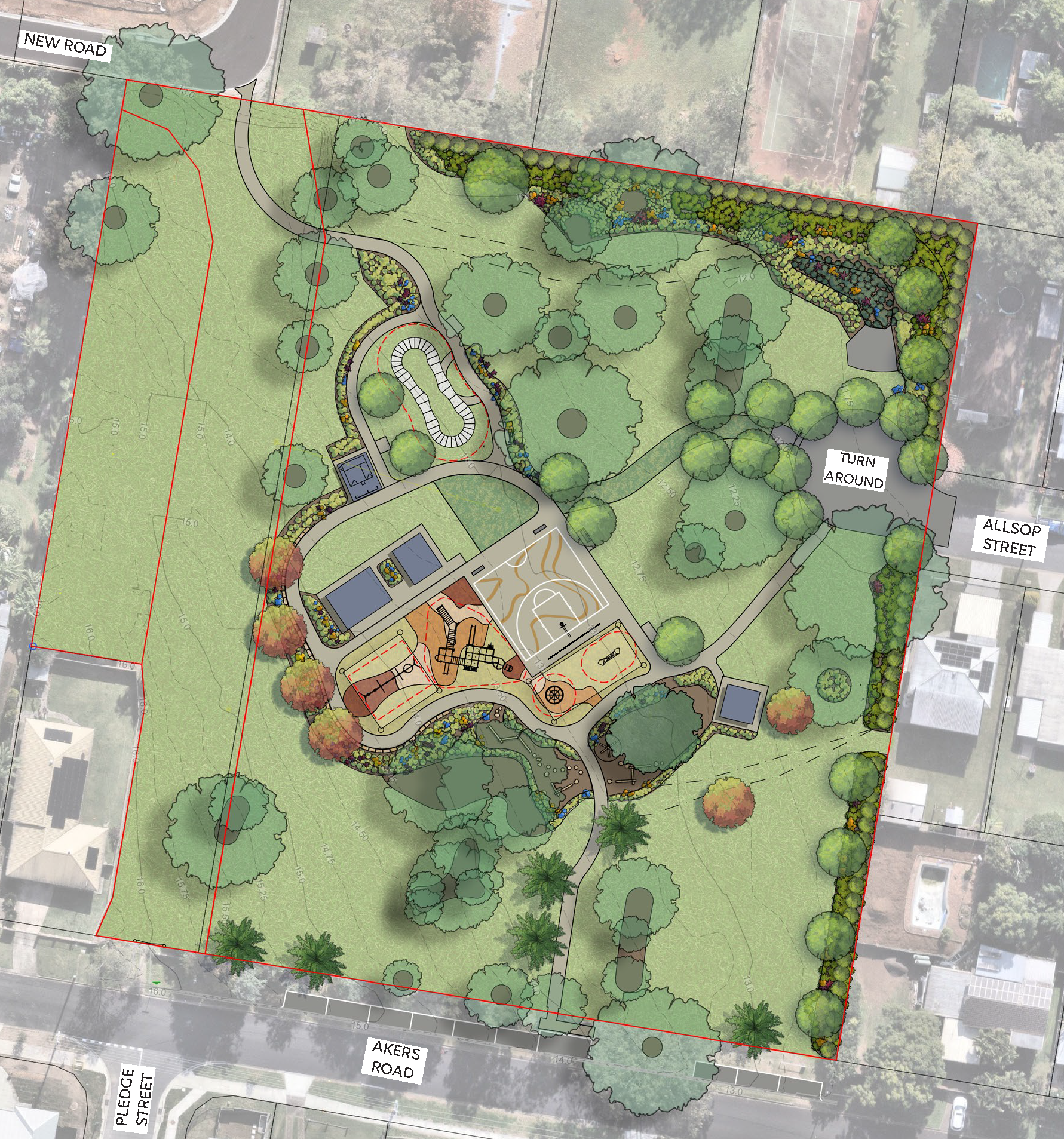 New Akers Road park updated concept plan