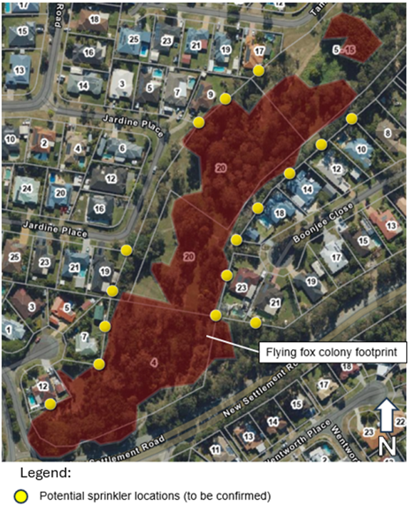 Map of proposed impact area - flying fox colony management